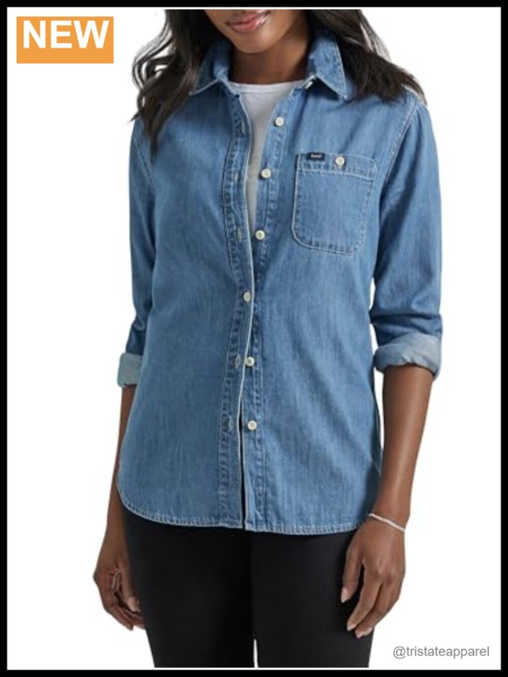 Lee Womens Long Sleeve 100% Cotton Button Down Shirt Regular Fit Casual Blouse